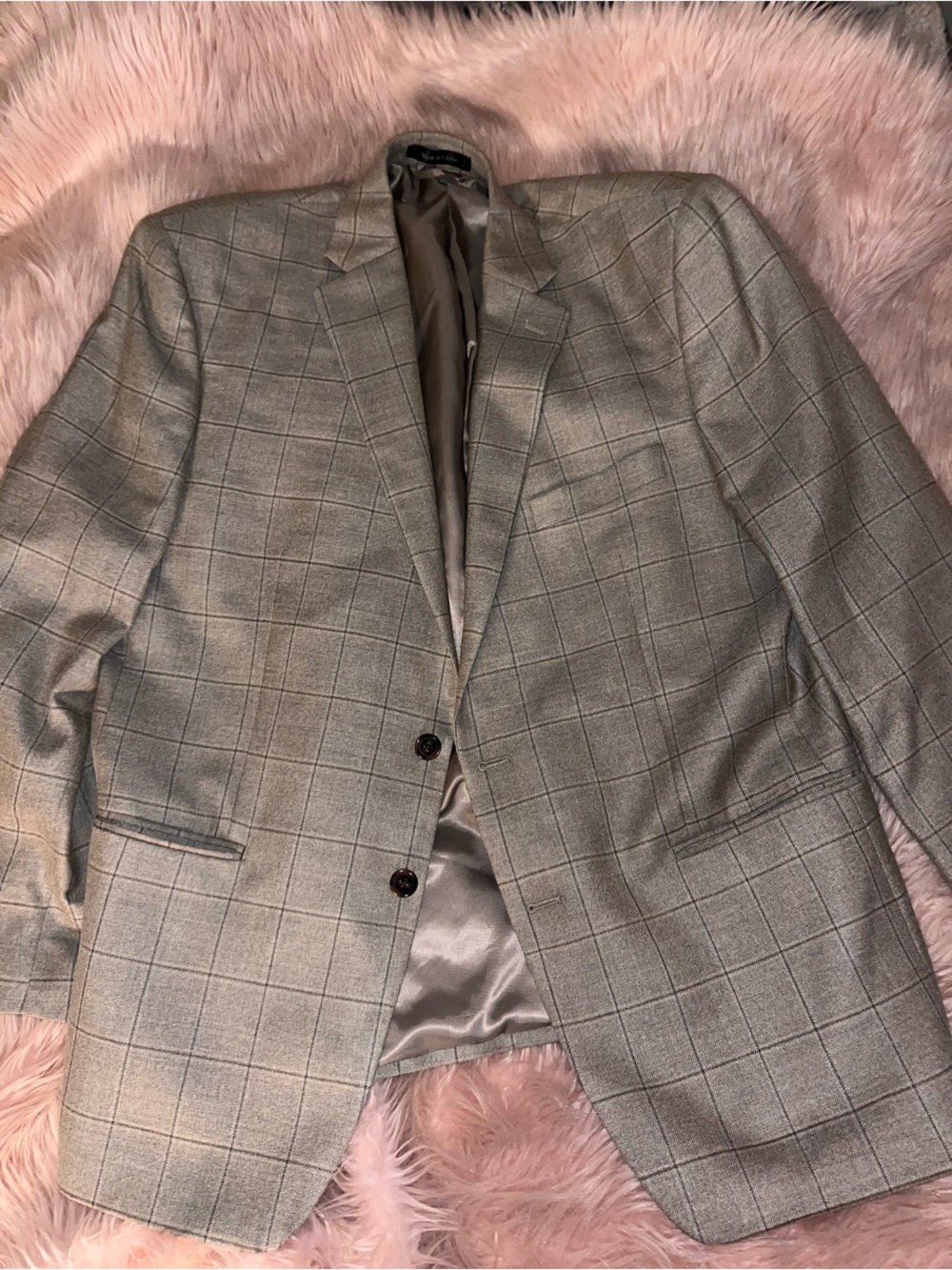 Ralph Lauren Men's Light Gray Windowpane Blazer. New and left in closet.